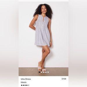 Faherty Isla Dress XS blue mini stripe